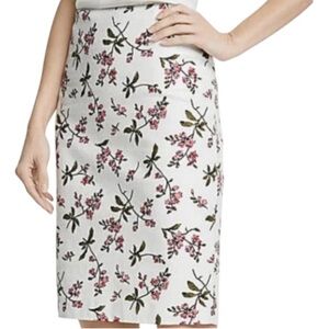 NWT - Ann Taylor Pink White Flower Textured Lined Pencil Skirt Size 6